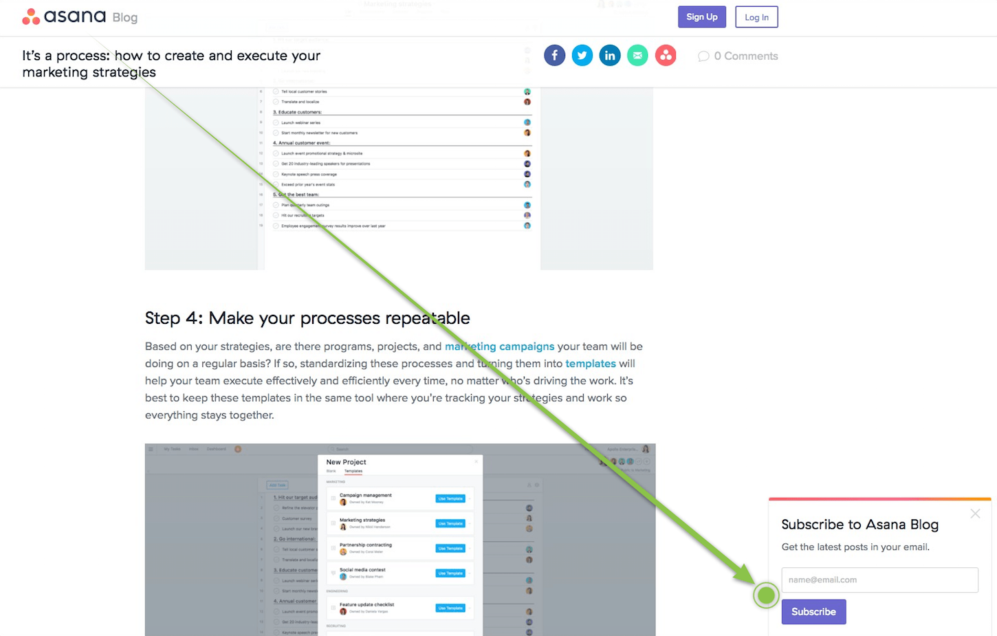 content marketing funnel: asana