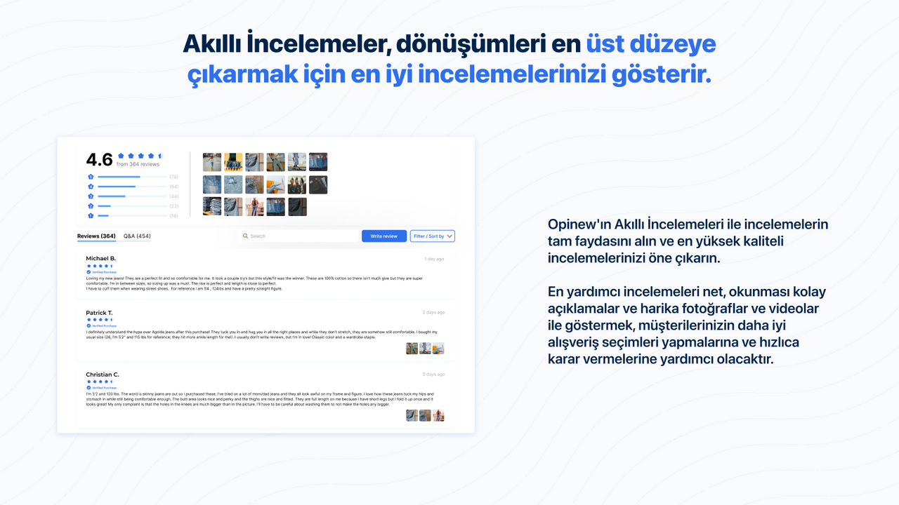 Smart Review Asistanı, filtre, en iyi incelemeleri gösterin.