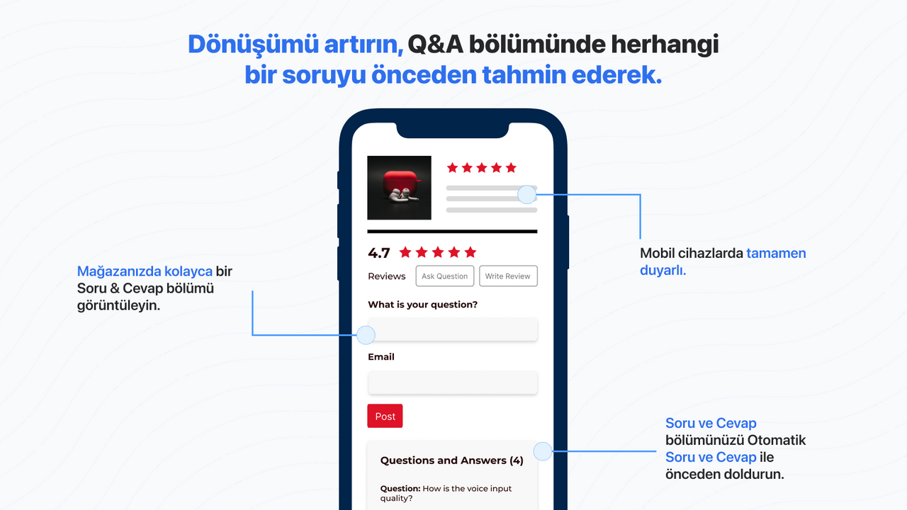İnceleme widget’ları, SSS, siparişleri etkileyin.