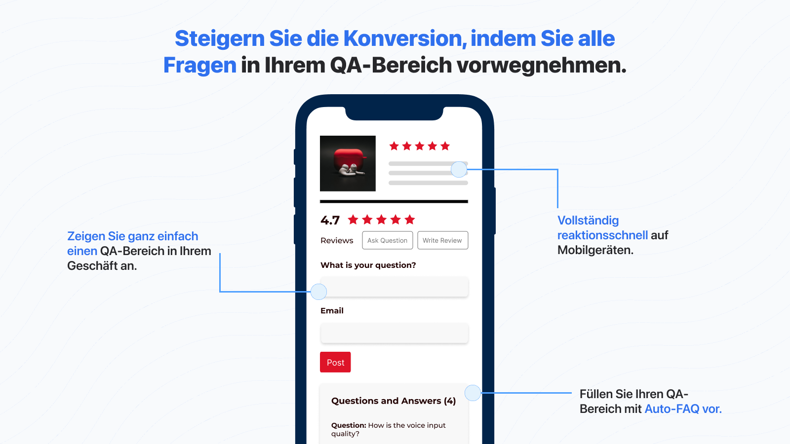 Review-Widgets, Q&A, Bestellungen beeinflussen.