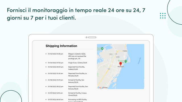 Fornisce un monitoraggio in tempo reale 24/7 per clienti.