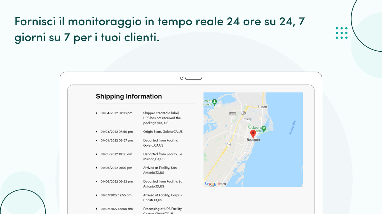 Fornisce un monitoraggio in tempo reale 24/7 per clienti.