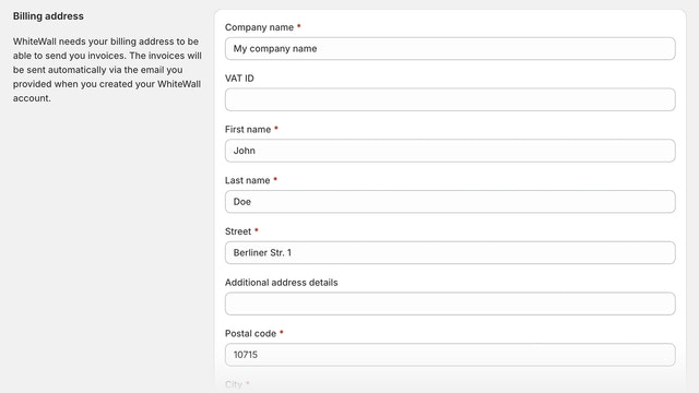 Billing address settings