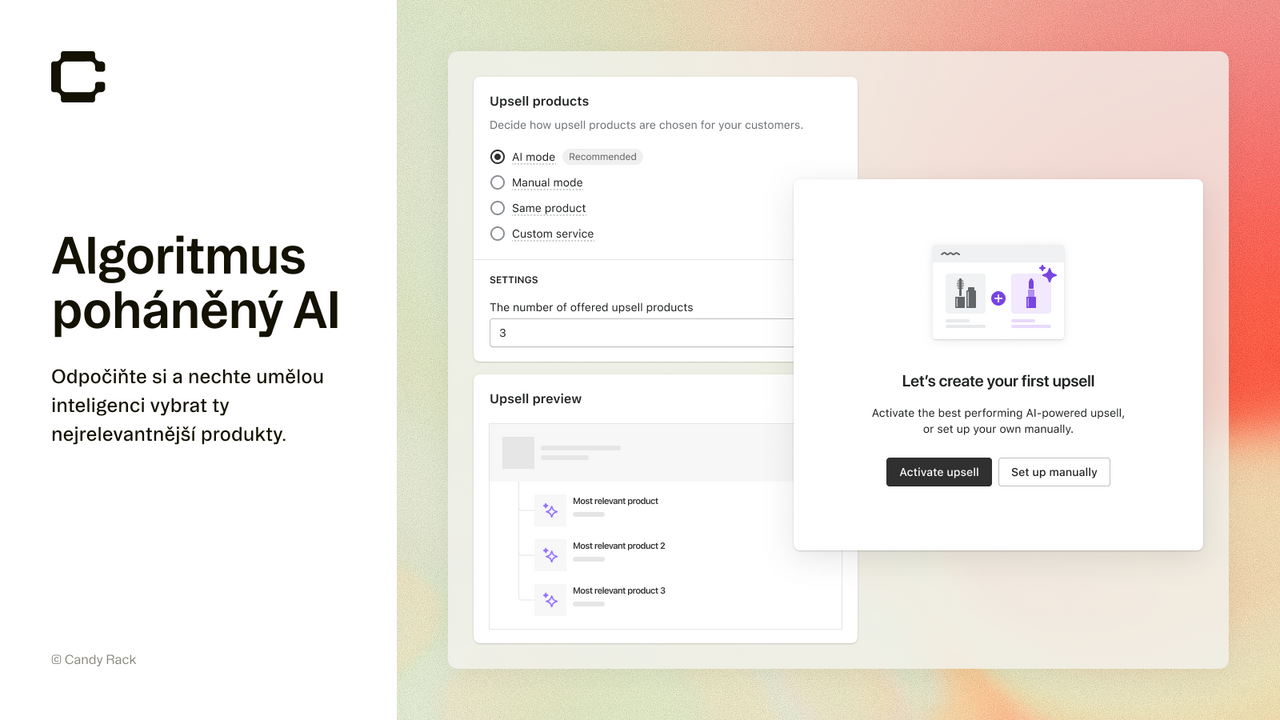 AI mód - Nechte AI vybrat nejrelevantnější upsell
