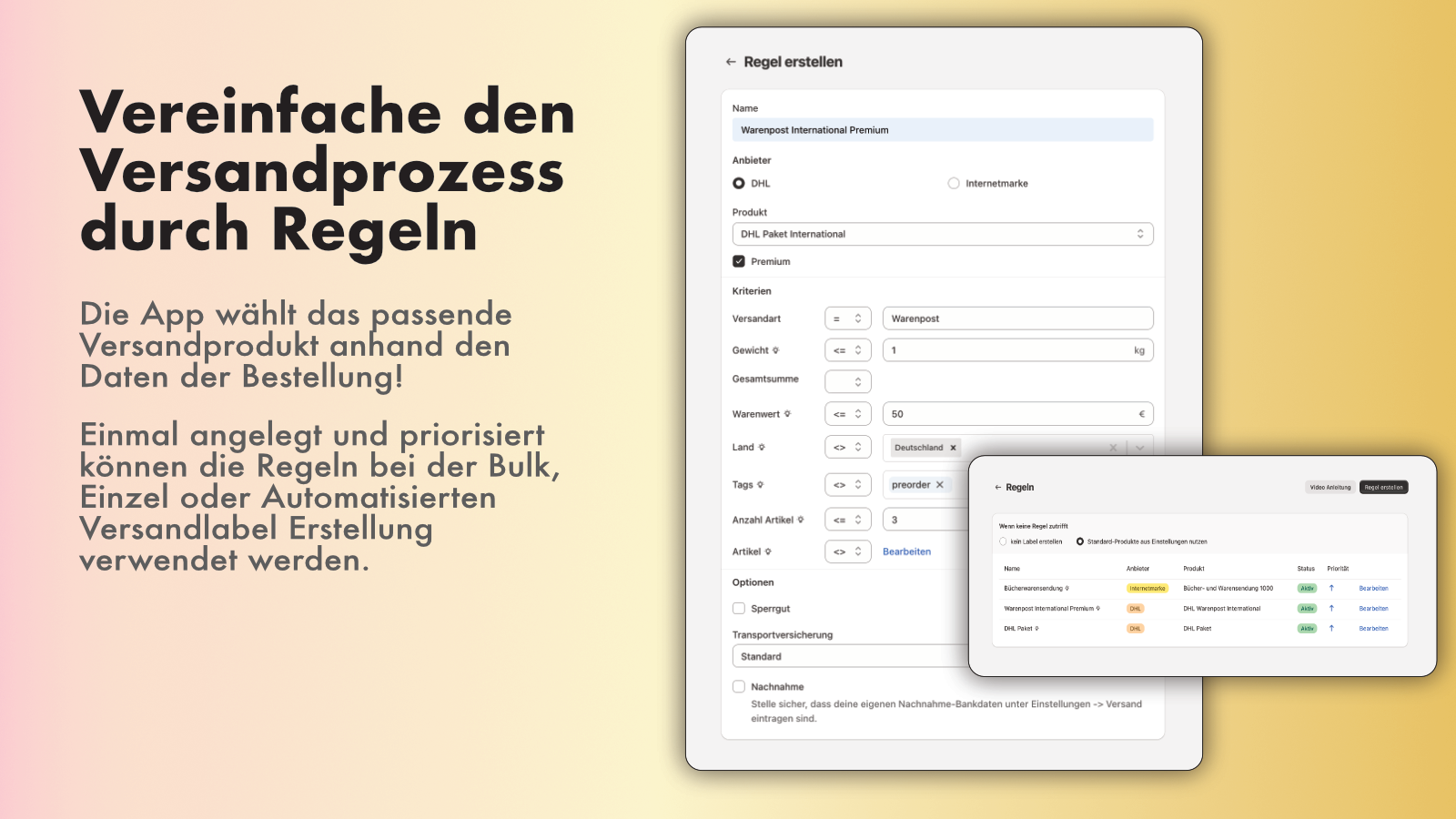 DHL Versandlabel Erstellung in Shopify