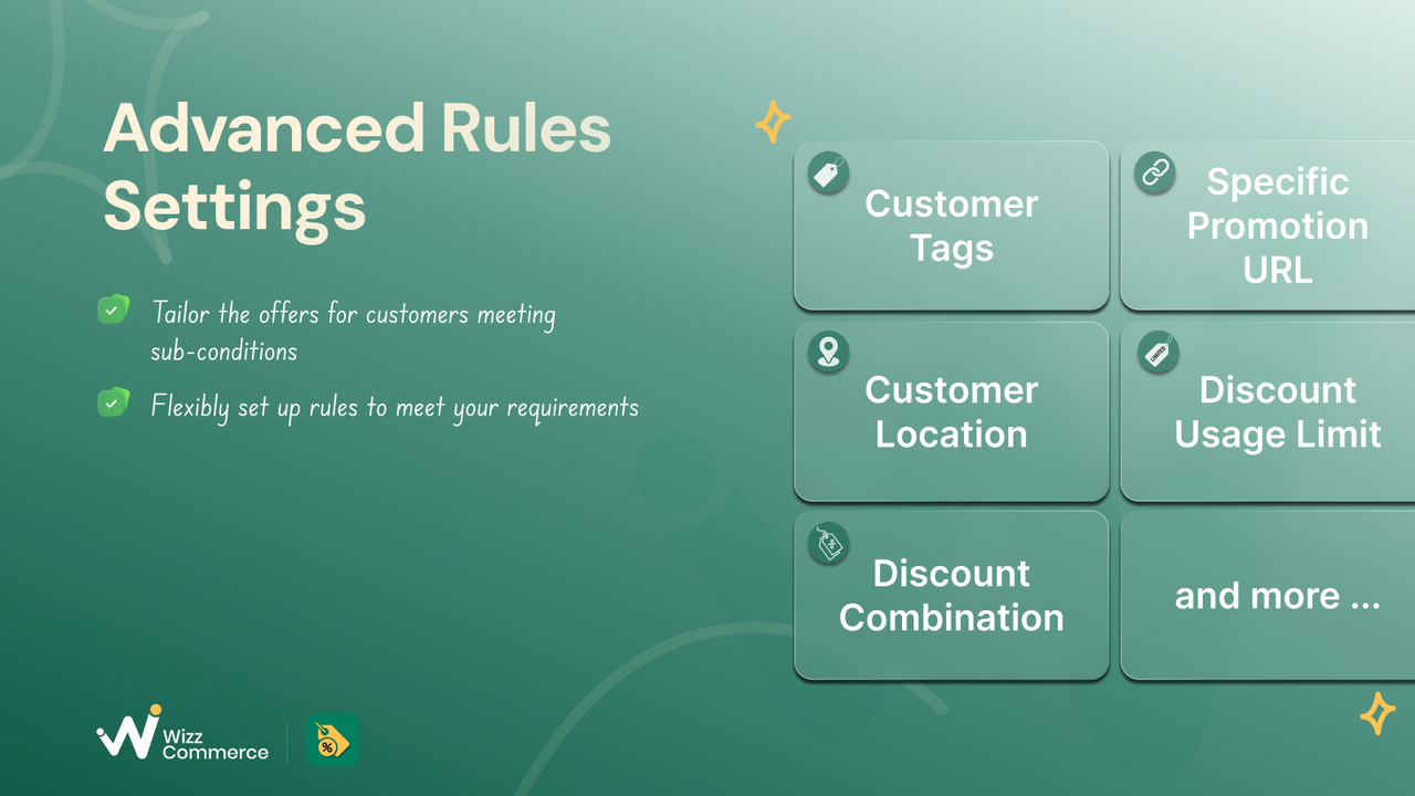 BOGO Advanced rules: customer tags, location, url