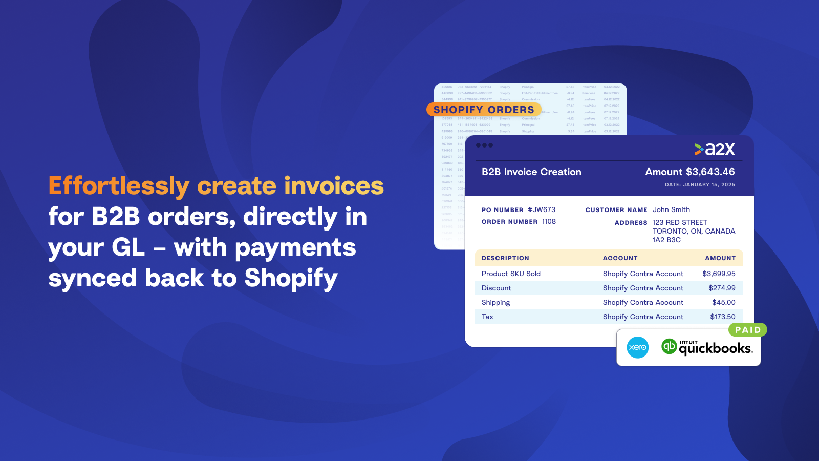 Effortlessly manage B2B orders with invoices created in your GL