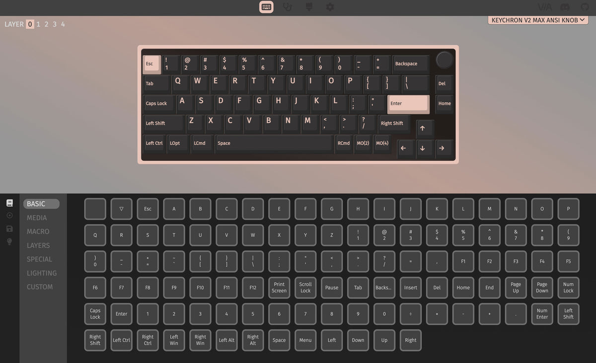 QMK VIA screen capture of Keychron V2 Max QMK VIA screen capture of Keychron V2 Max