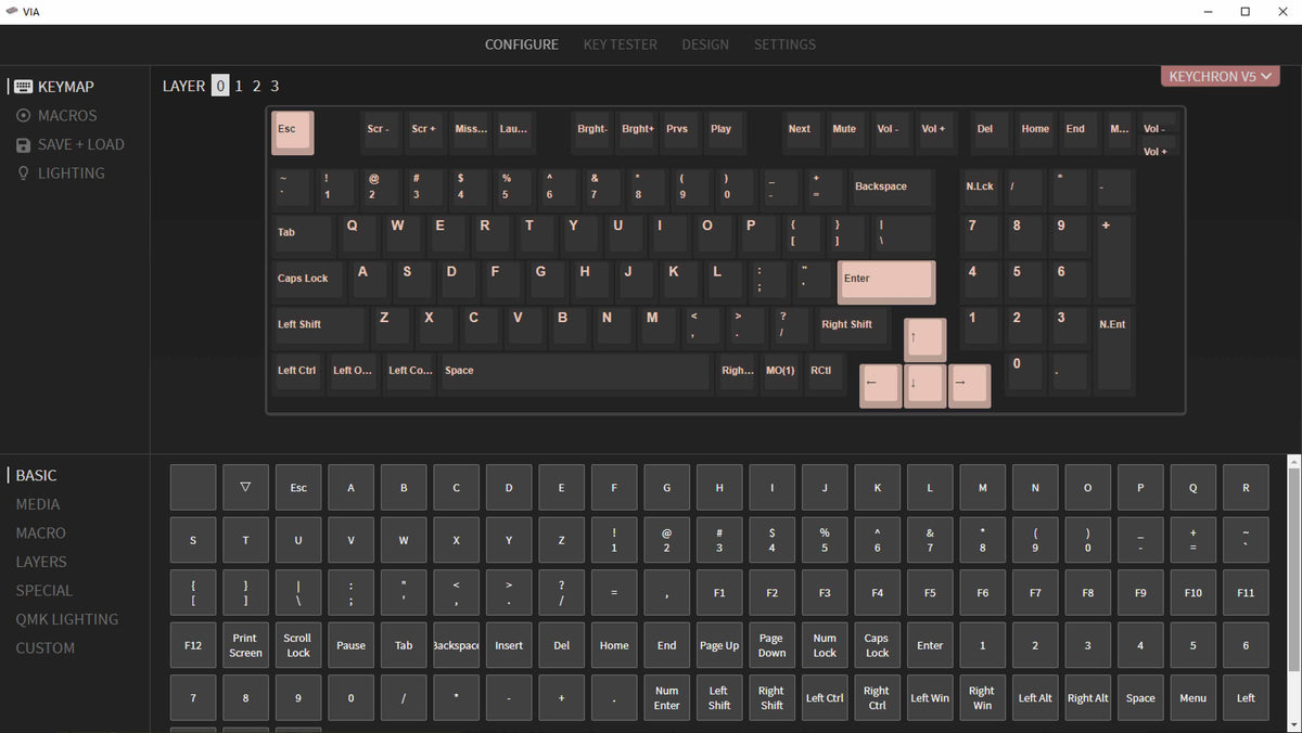 QMK VIA screen capture of Keychron V5 Custom Mechanical Keyboard QMK VIA screen capture of Keychron V5 Custom Mechanical Keyboard