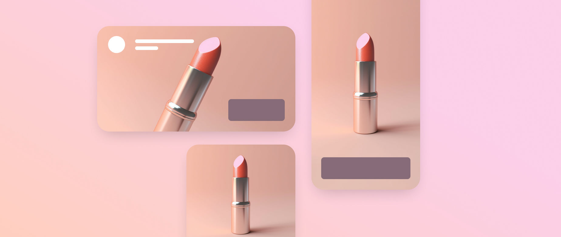 three different online ad modules with a picture of a lipstick on each one: paid advertising