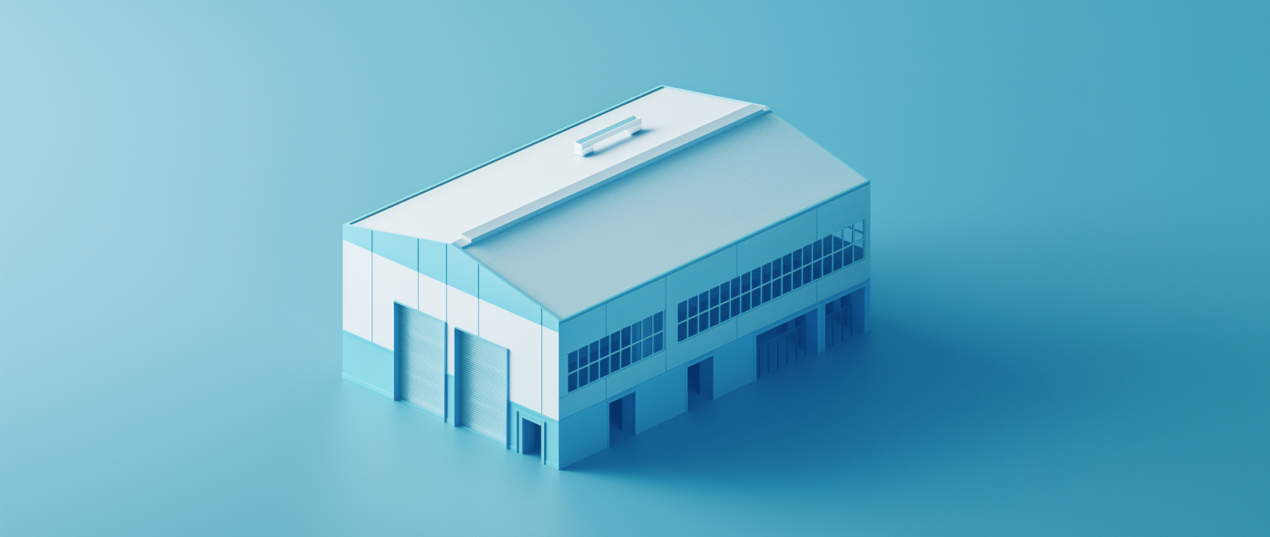 A warehouse on a blue background.