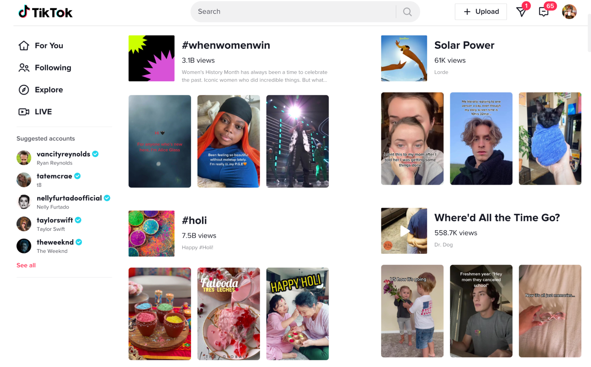 TikTok interface showing the Discover page