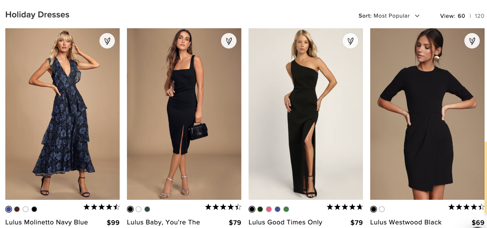 Une sélection de produits de la collection de robes de vacances de Lulus