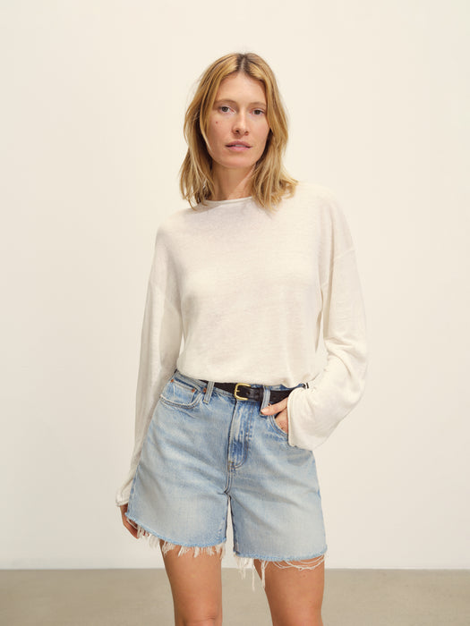 View of the Natural Lighthouse Linen Roll Neck