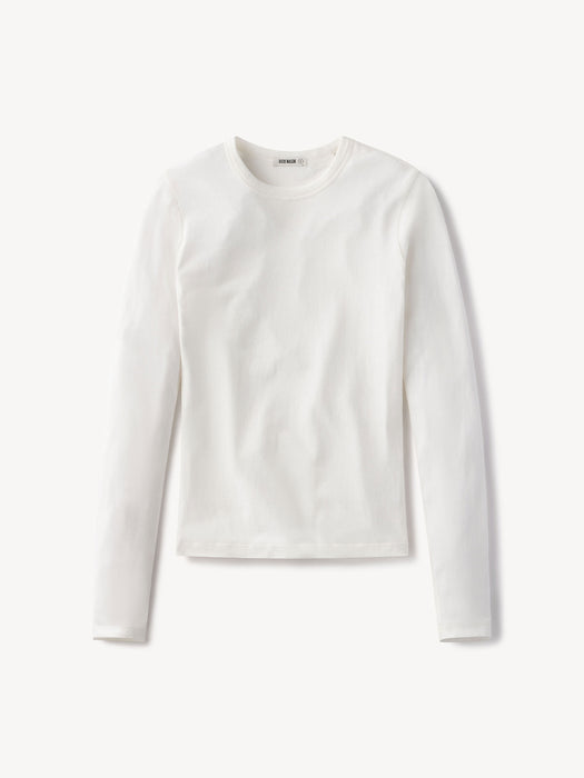 White Cloud Jersey L/S Slim Crew - Product Flat