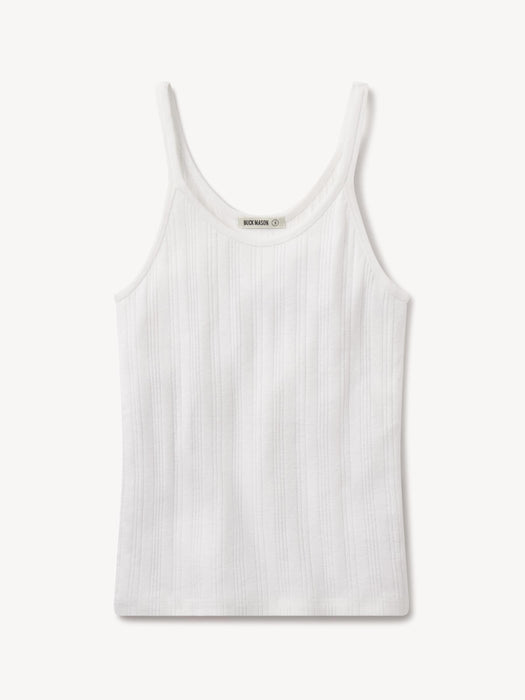 White Heirloom Rib Base Tank - Product Flat