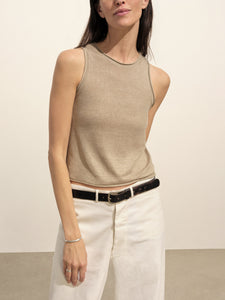 Model wearing Lighthouse Linen Tank - 1