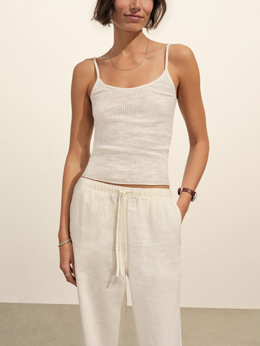 Model wearing Coastal Linen Camisole