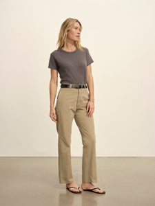 Model wearing Faded Black Slub Easy Crew - 4