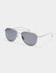 Front 3/4 view of Bryce Sunglass in Brushed Silver titanium with Grey Lens from AETHER Apparel.