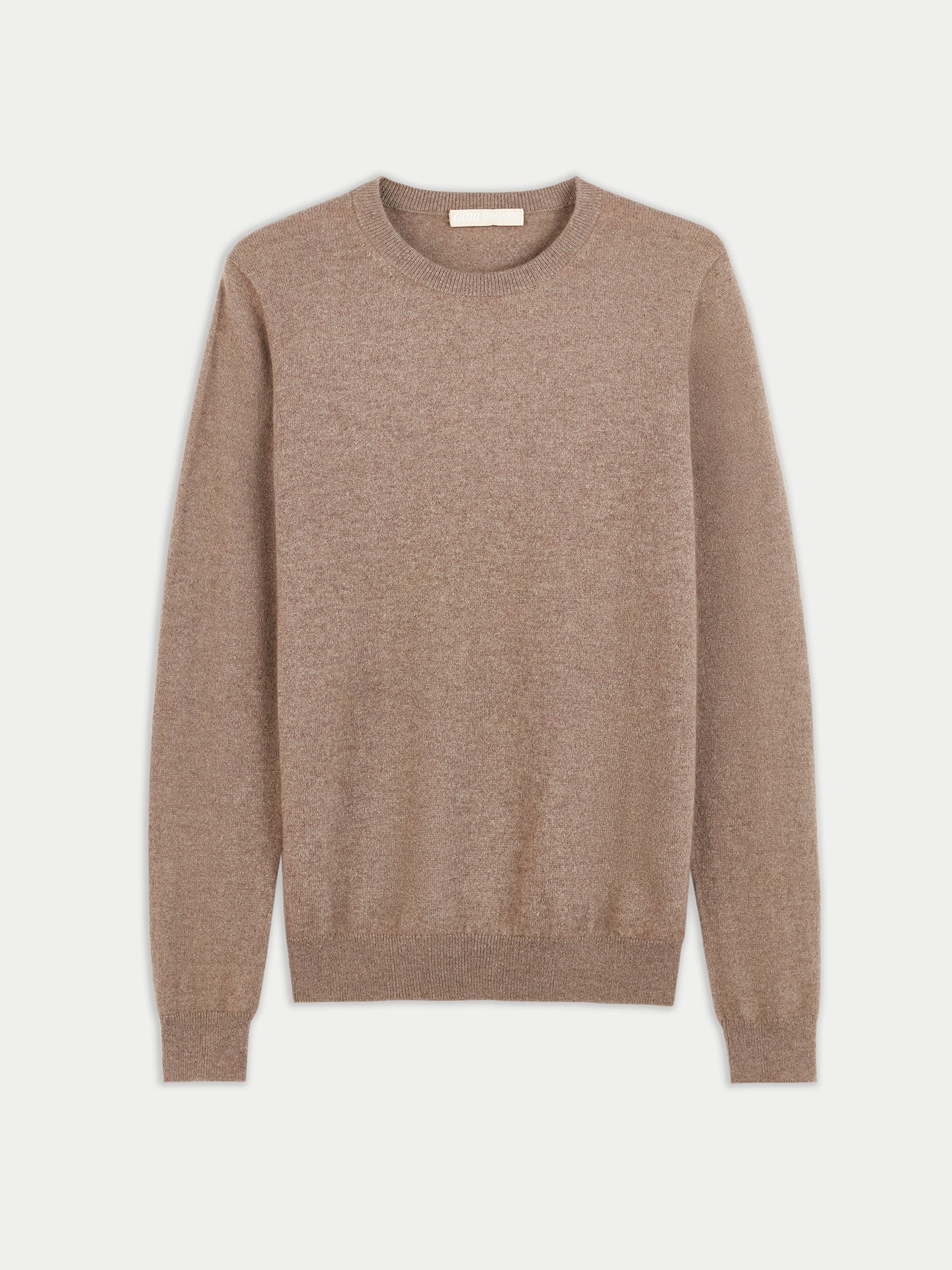 Damen Kaschmir Basic R-Ausschnitt Pullover Taupe - Gobi Cashmere
