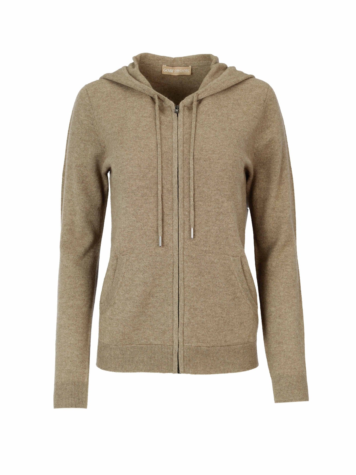 Women's Cashmere Full-Zip Hoodie Taupe - Gobi Cashmere