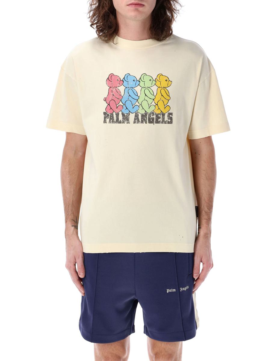 Shop Palm Angels Multicolor Bears T-shirt In Beige