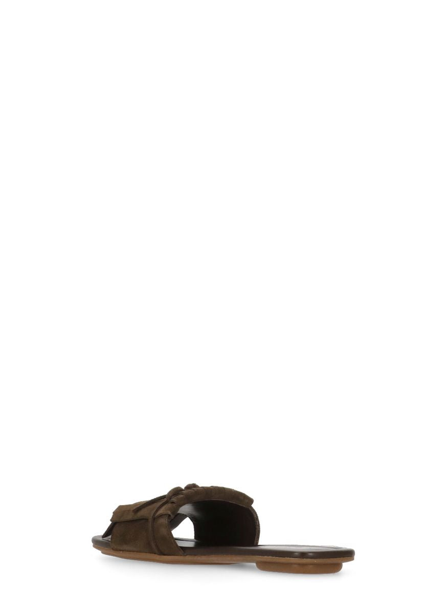 Hogan Sandalo H685 With Fringe In Brown Suede In Brown