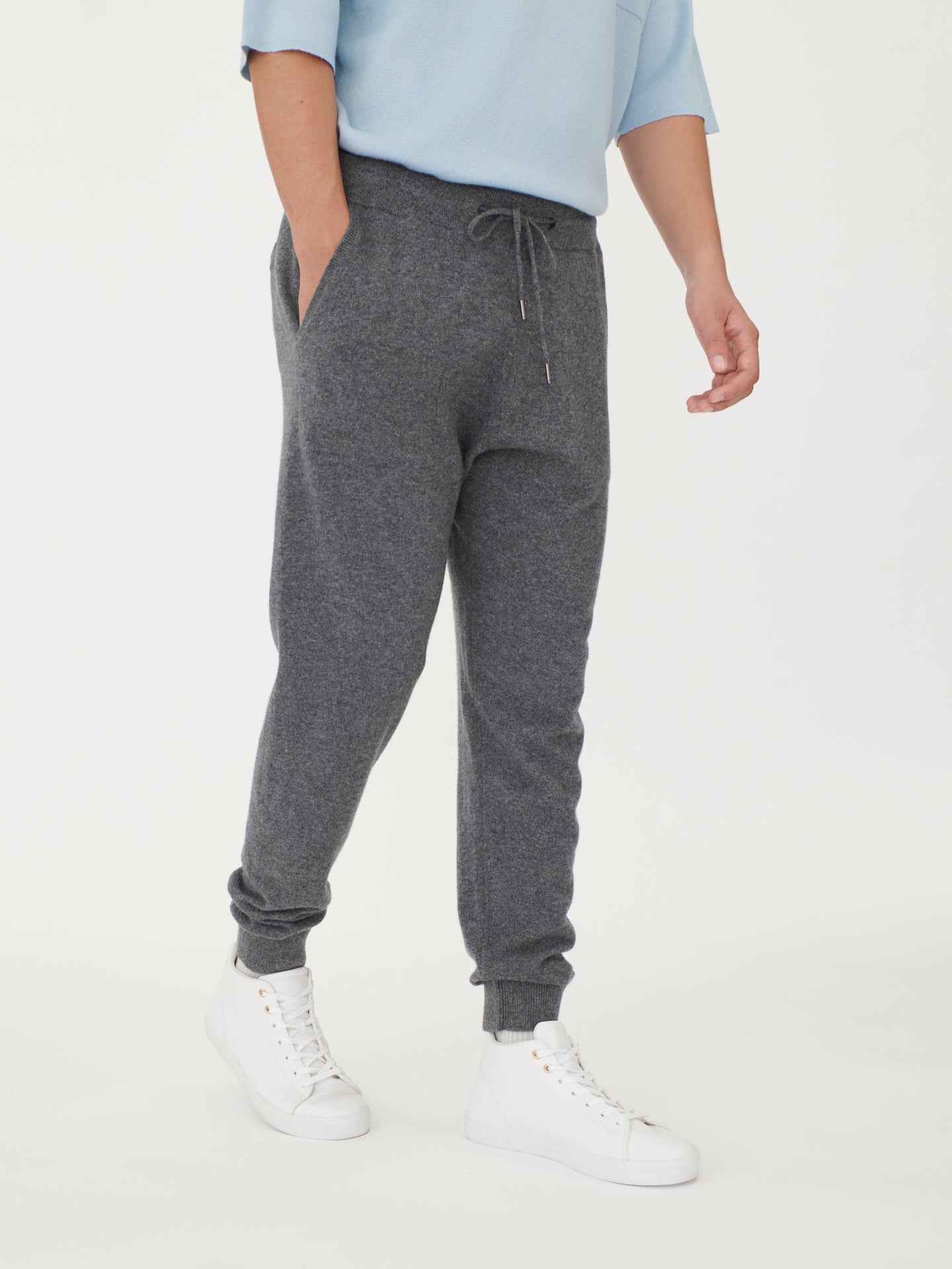 Kaszmir Męski Joggery Męskie Szary - Gobi Cashmere