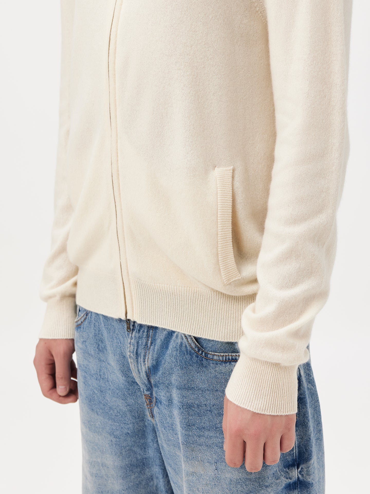 Cardigan à col montant en Cachemire pour hommes Blanc - Gobi Cashmere