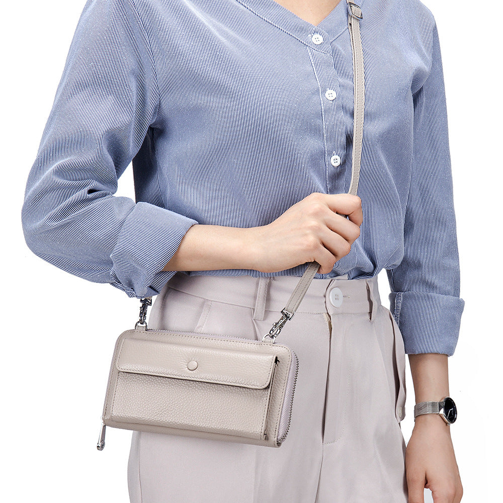 HIMODA leather crossbody phone bag with touch screen window