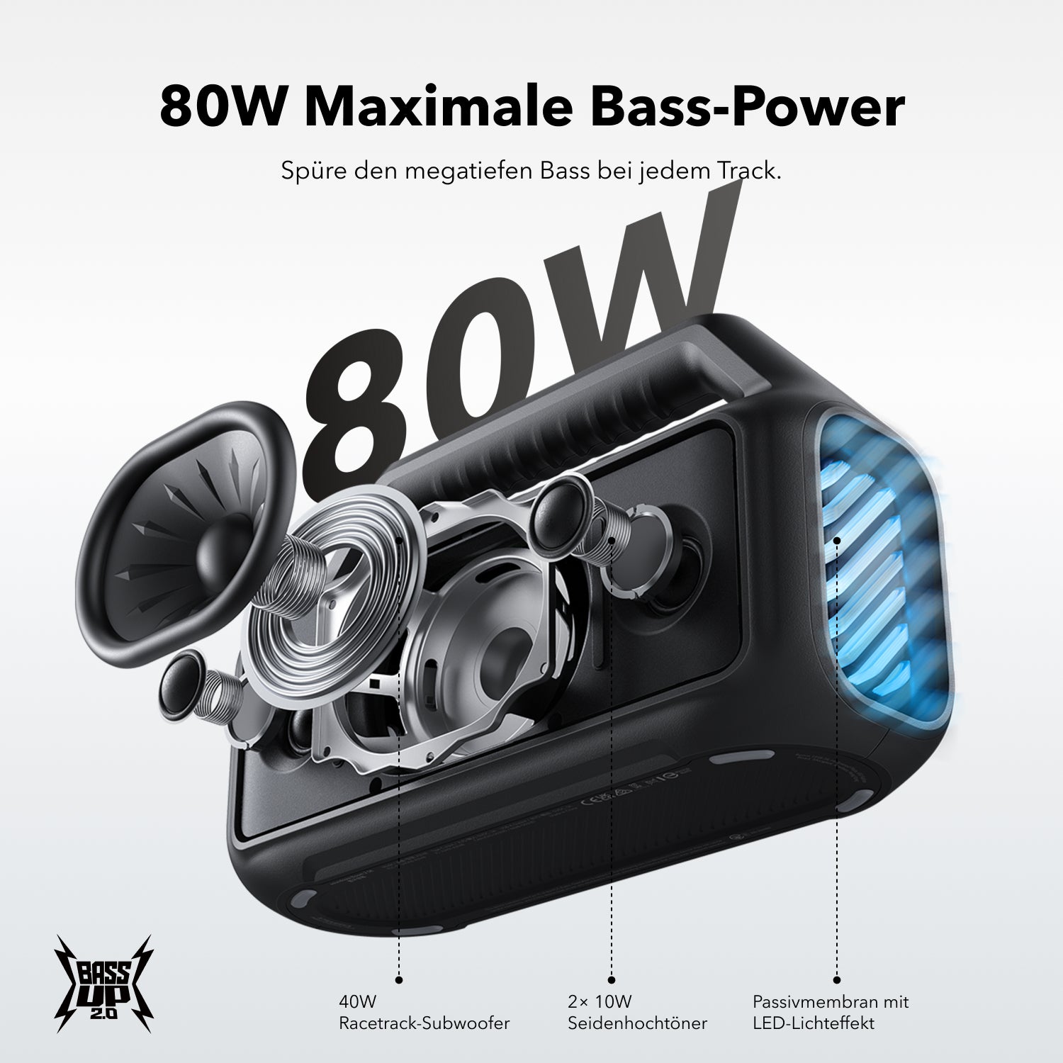 Boom 2 | Tragbarer Bluetooth-Lautsprecher für mehr Bass-Phantom Schwarz