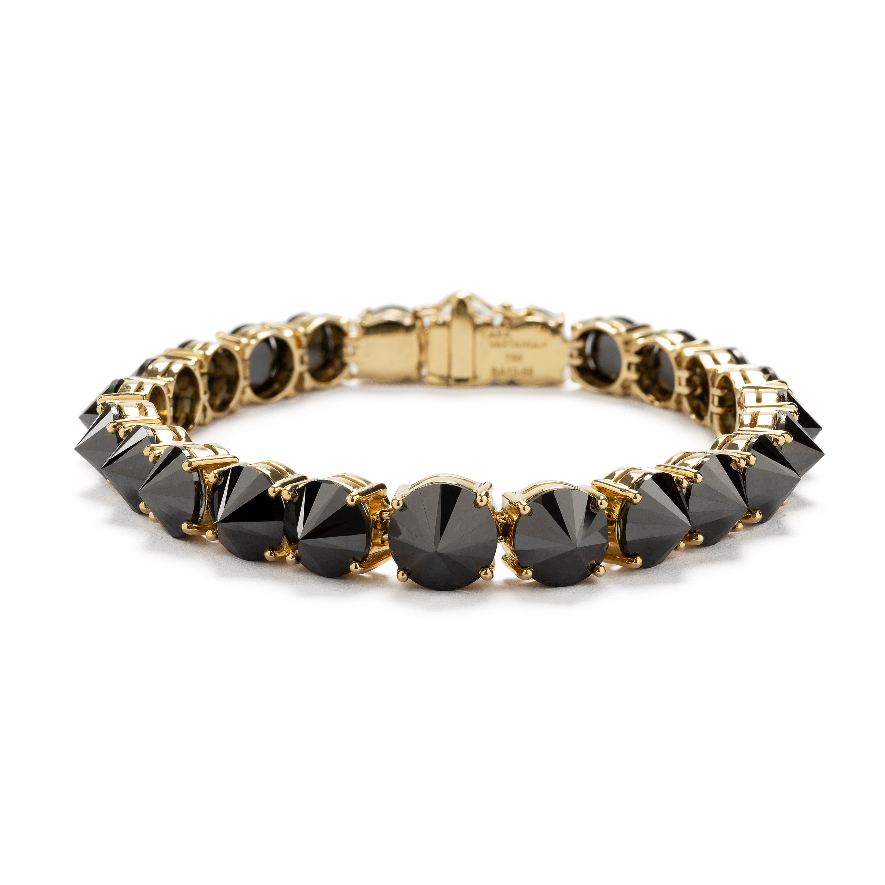 18k yellow gold bracelet with black diamonds and diamonds