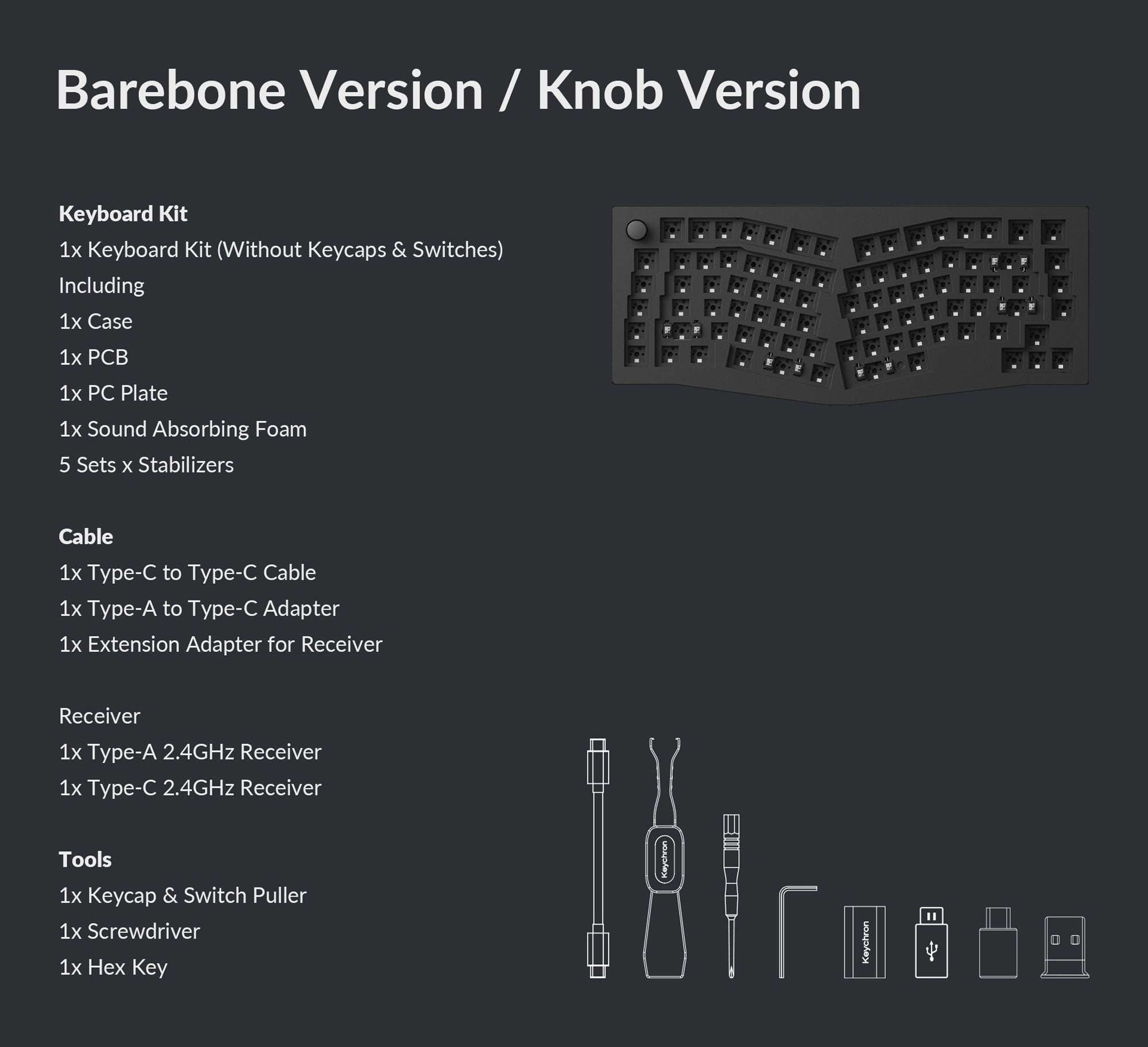 Package list of Keychron V10 Max Custom Mechanical Keyboard Package list of Keychron V10 Max Custom Mechanical Keyboard