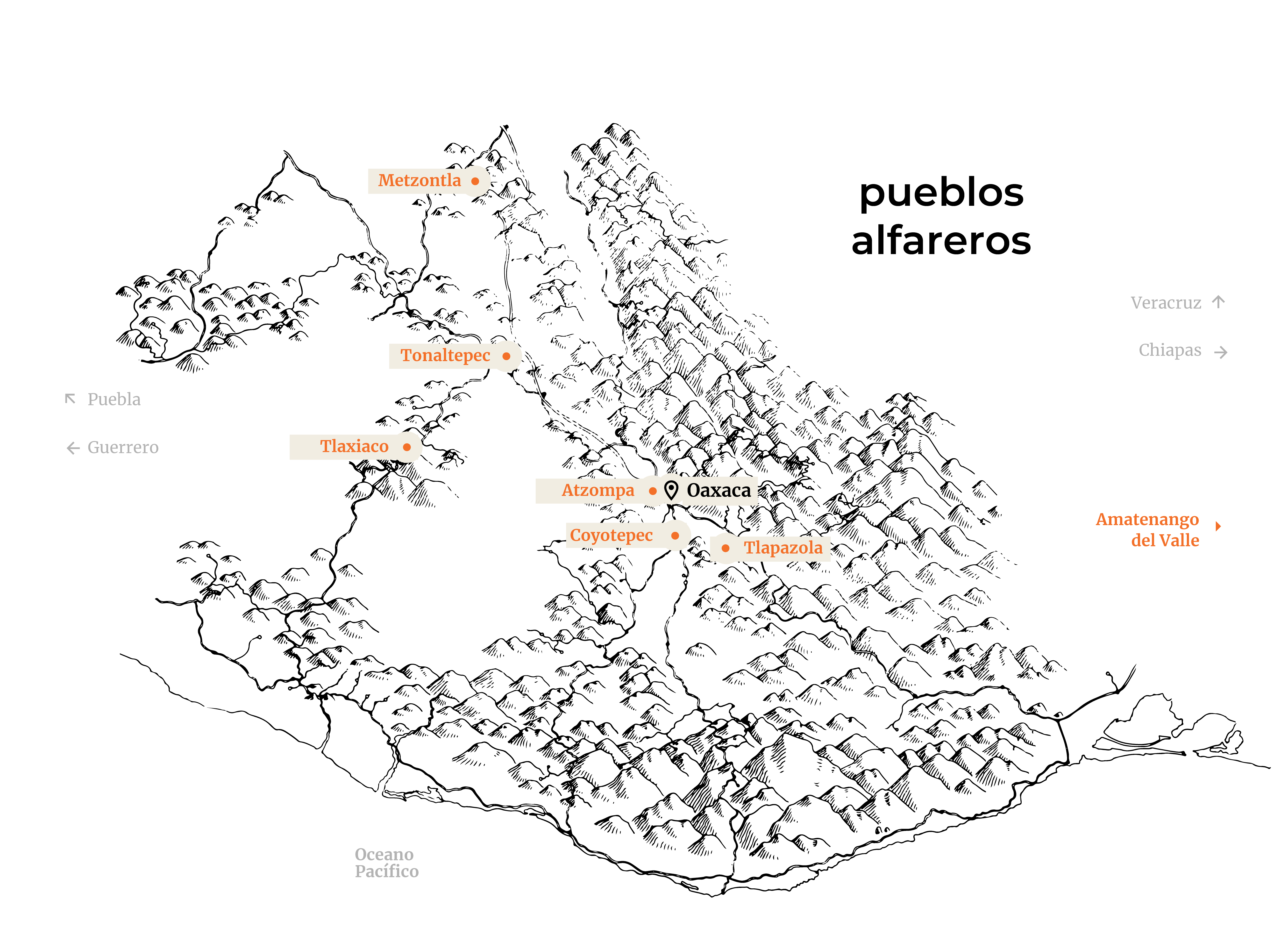 Mapa de pueblos alfareros