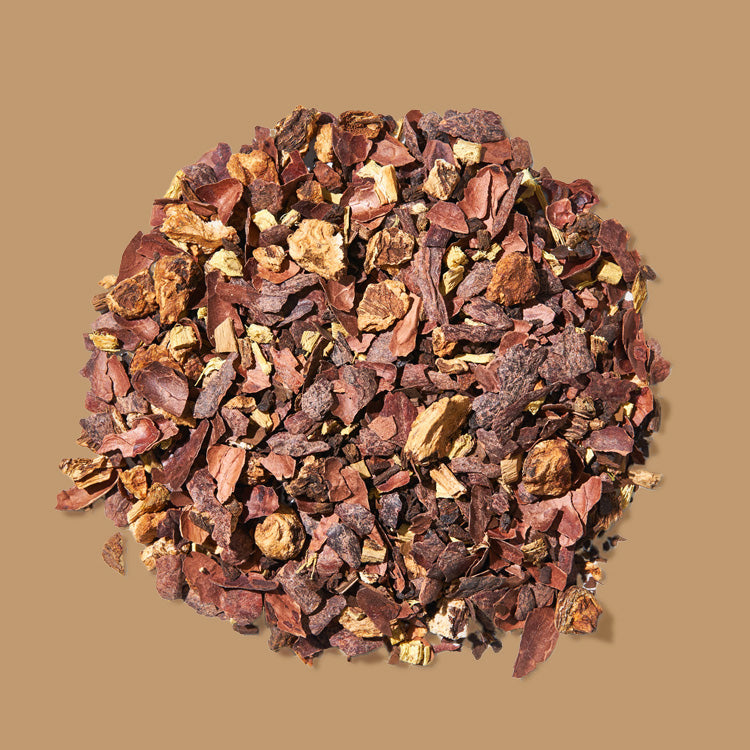 Dried herbal tea blend with a mix of reddish-brown and tan pieces.