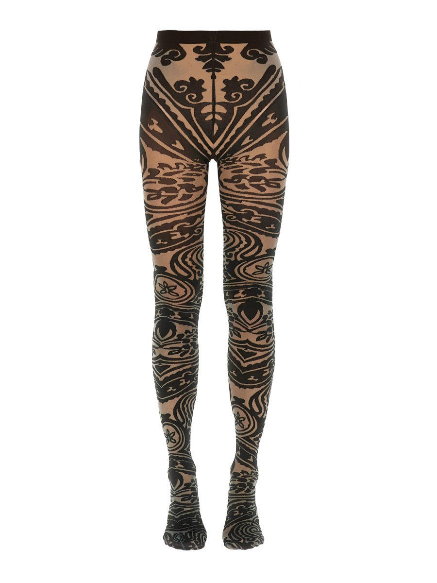 Etro Wolford Tights With Paisley Tattoo Pattern