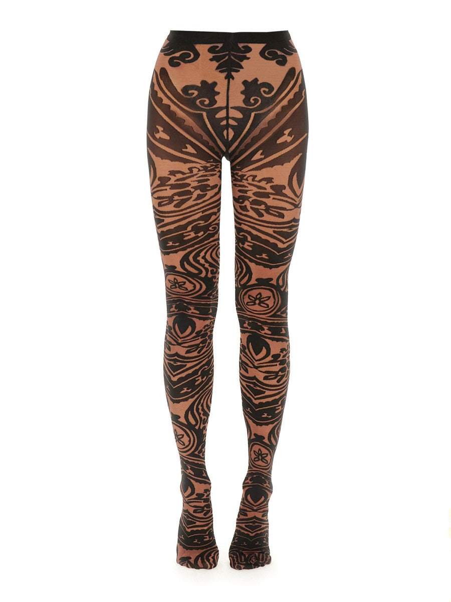 Etro Wolford Tights With Paisley Tattoo Pattern