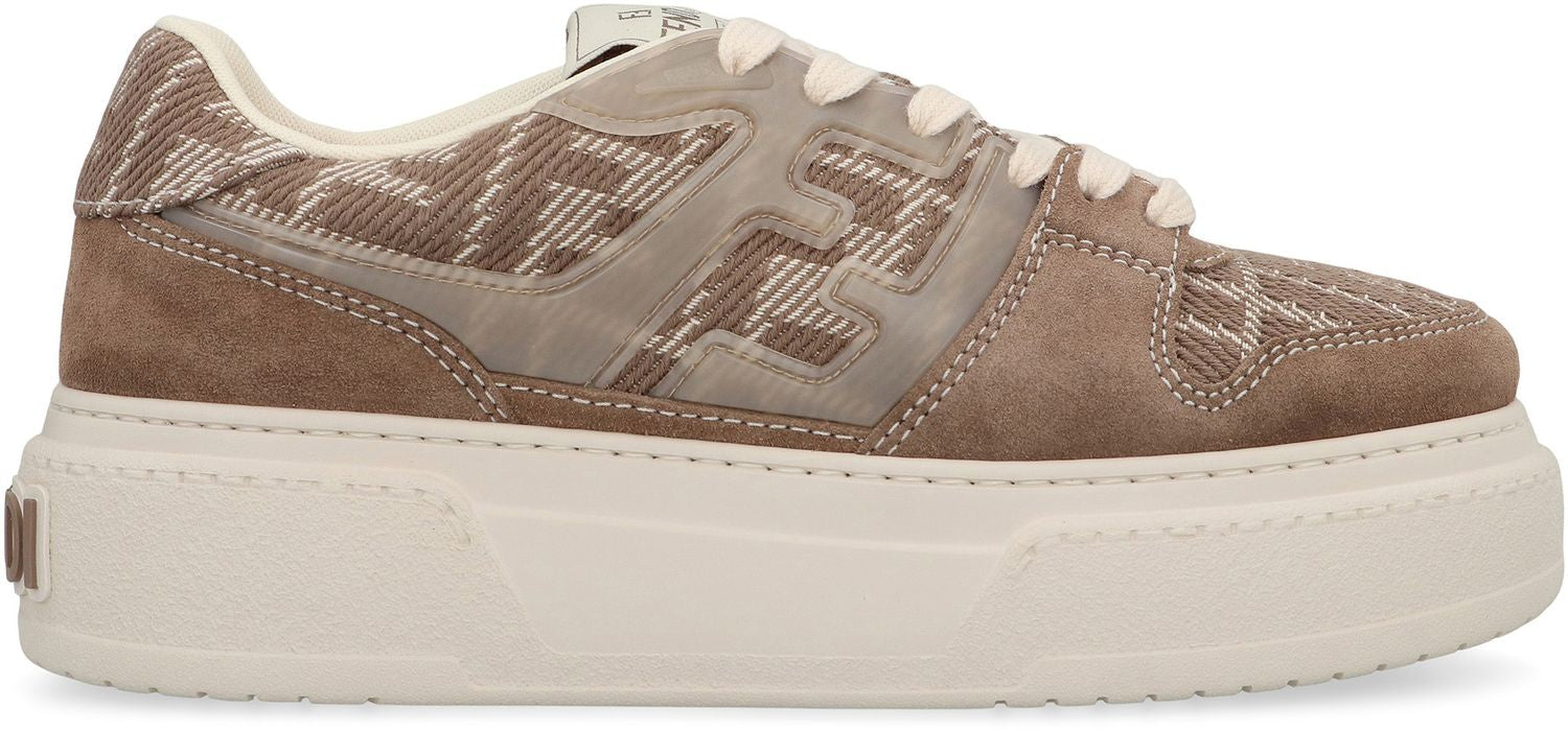 Fendi Match Canvas And Suede Low-top Sneakers