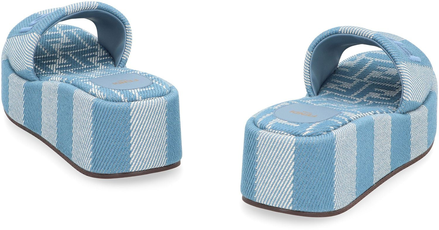 Shop Fendi Sunshine Slide In Blue Denim-effect Jacquard