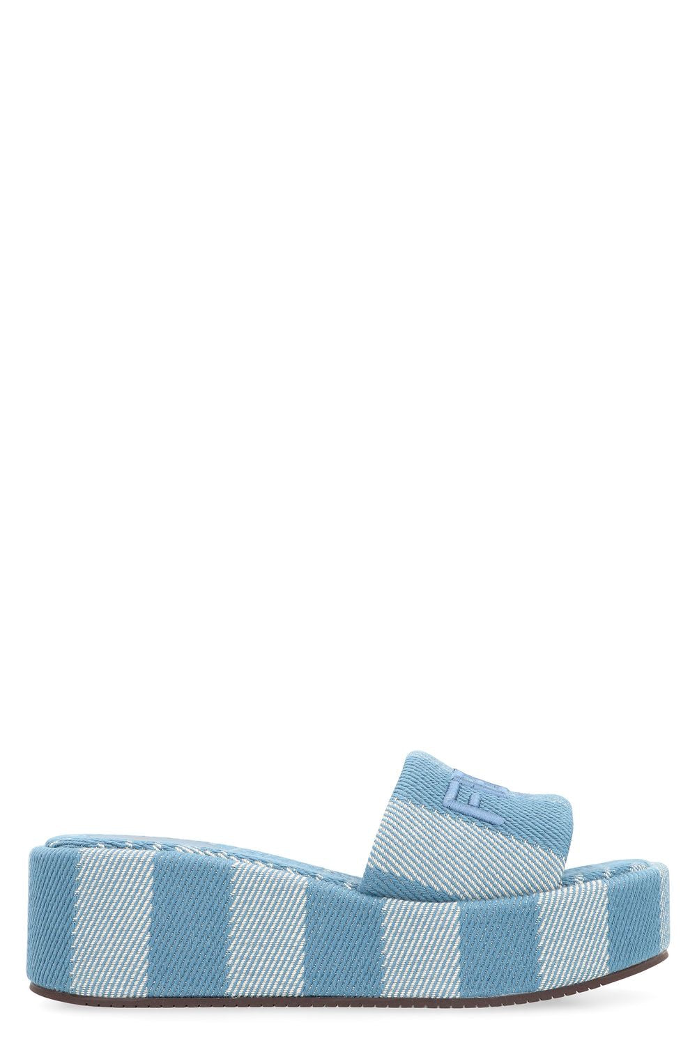 Shop Fendi Sunshine Slide In Blue Denim-effect Jacquard