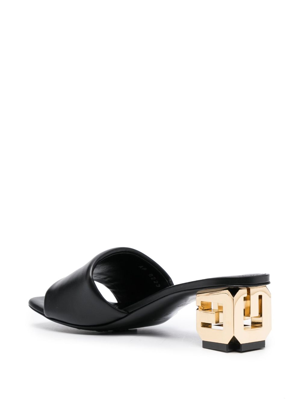 Shop Givenchy Black G Cube Mule With Gold Heel With Logo