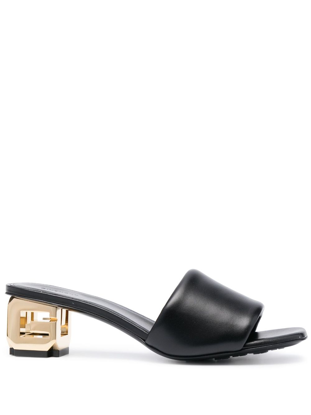 Shop Givenchy Black G Cube Mule With Gold Heel With Logo