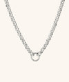 Bold Rolo Chain Charm Necklace: A silver chain with a ring designed for layering charms, featuring a handcrafted Stacker Clasp.