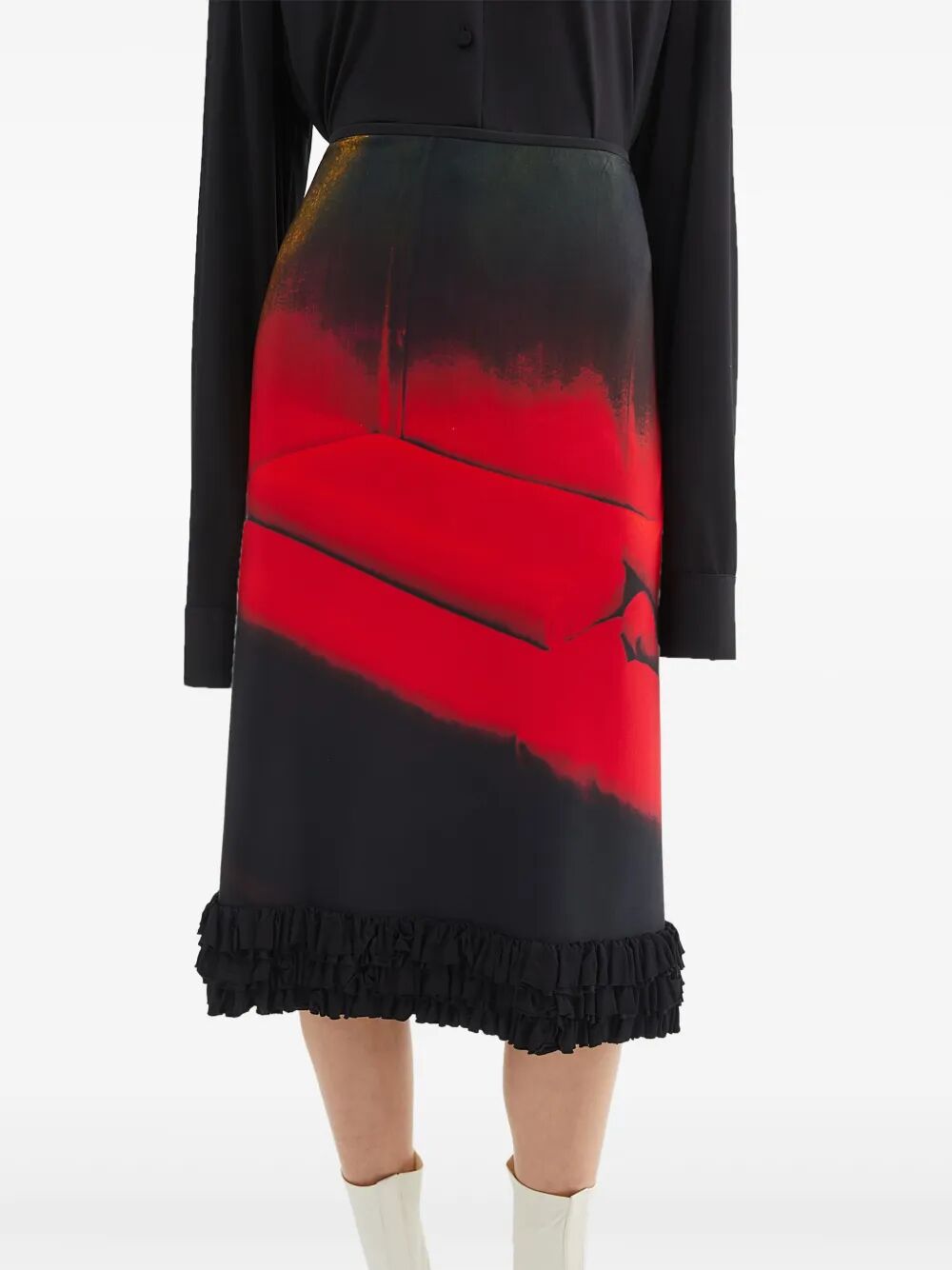 Shop Jil Sander Women Skirt W/rouches In Red