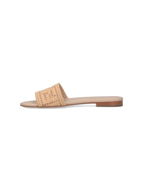 Fendi Sunshine Raffia Woven Slides