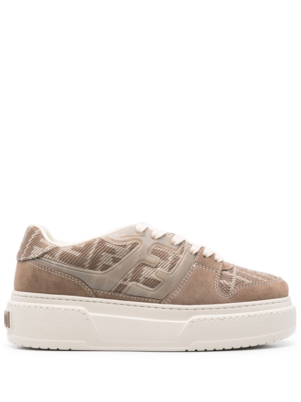 Fendi Match Canvas And Suede Low-top Sneakers In Multicolor