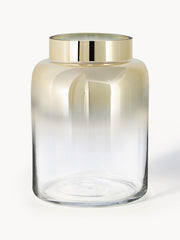 Mundblæst glasvase Uma, H 20 cm, Gennemsigtig,Guld