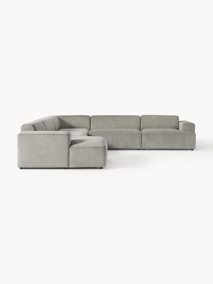 Galleribillede 7 - Riflet fløjl-hjørnesofa Melva