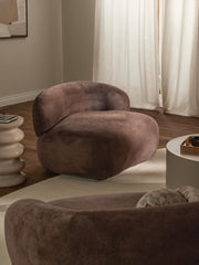 Niervormige loungefauteuil Alba, Bruin